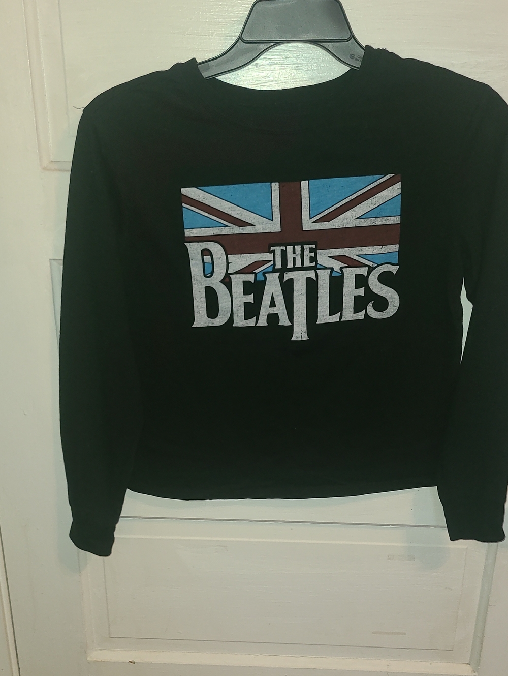 The Beatles Black Long Sleeve Tee with Union Jack Graphic